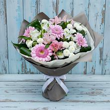 Букет цветов из:  Герберы, Альстромерии и Хризантемы в Ирбейском