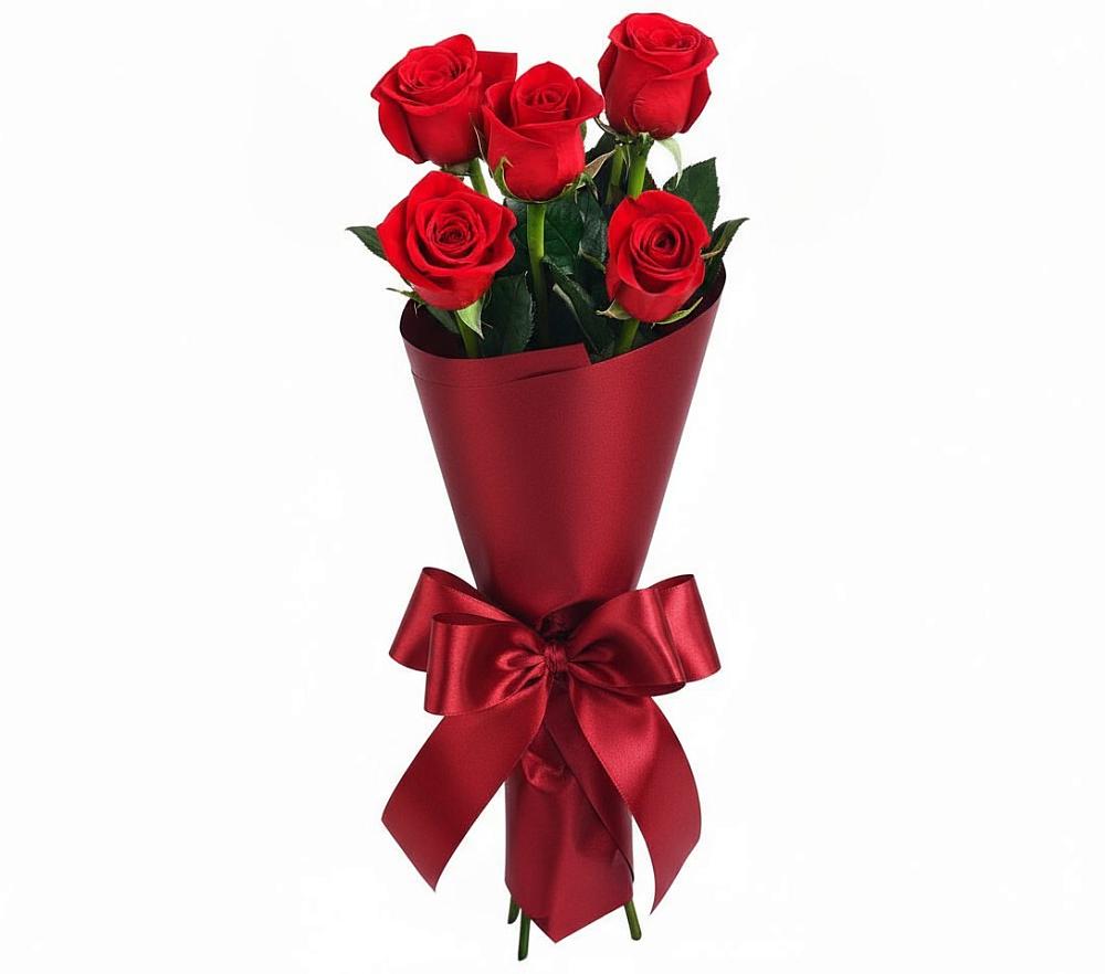 Букет 5 Красных роз Эдлесс Лав в Ирбейском