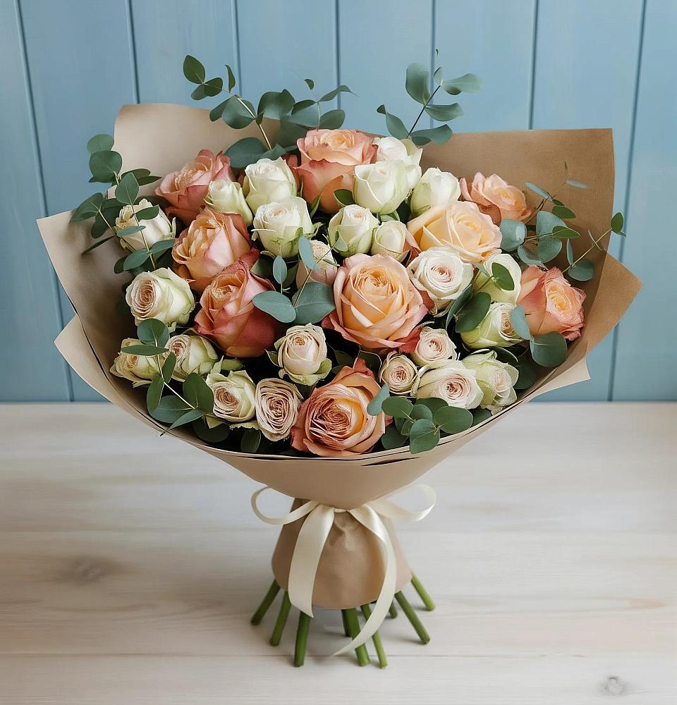 Букет цветов из: Альстромерии и Розы в Ирбейском