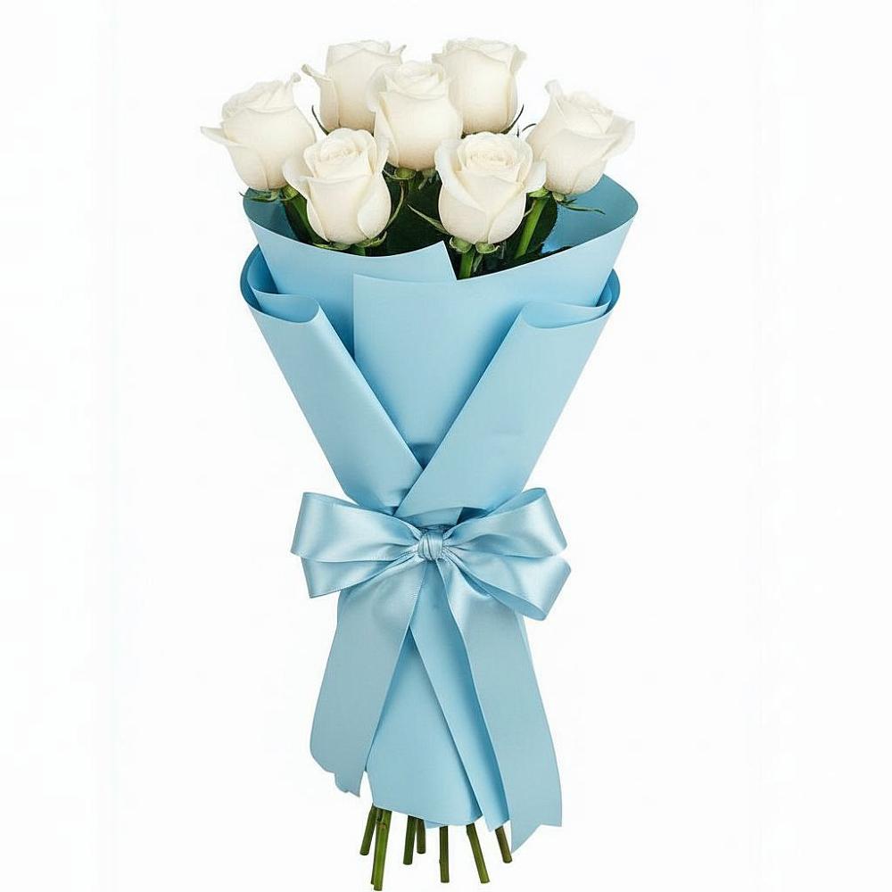 Букет 7 белых роз Проуд в Ирбейском