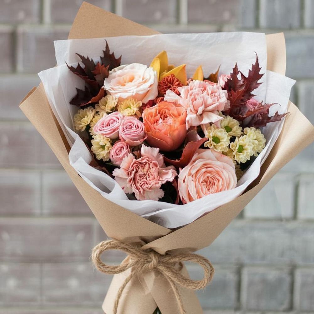 Букет цветов из: Гвоздики, Хризантемы и Розы в Ирбейском