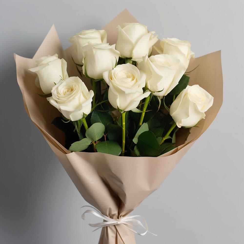 Букет 9 Белых роз Эдлесс Лав в Ирбейском