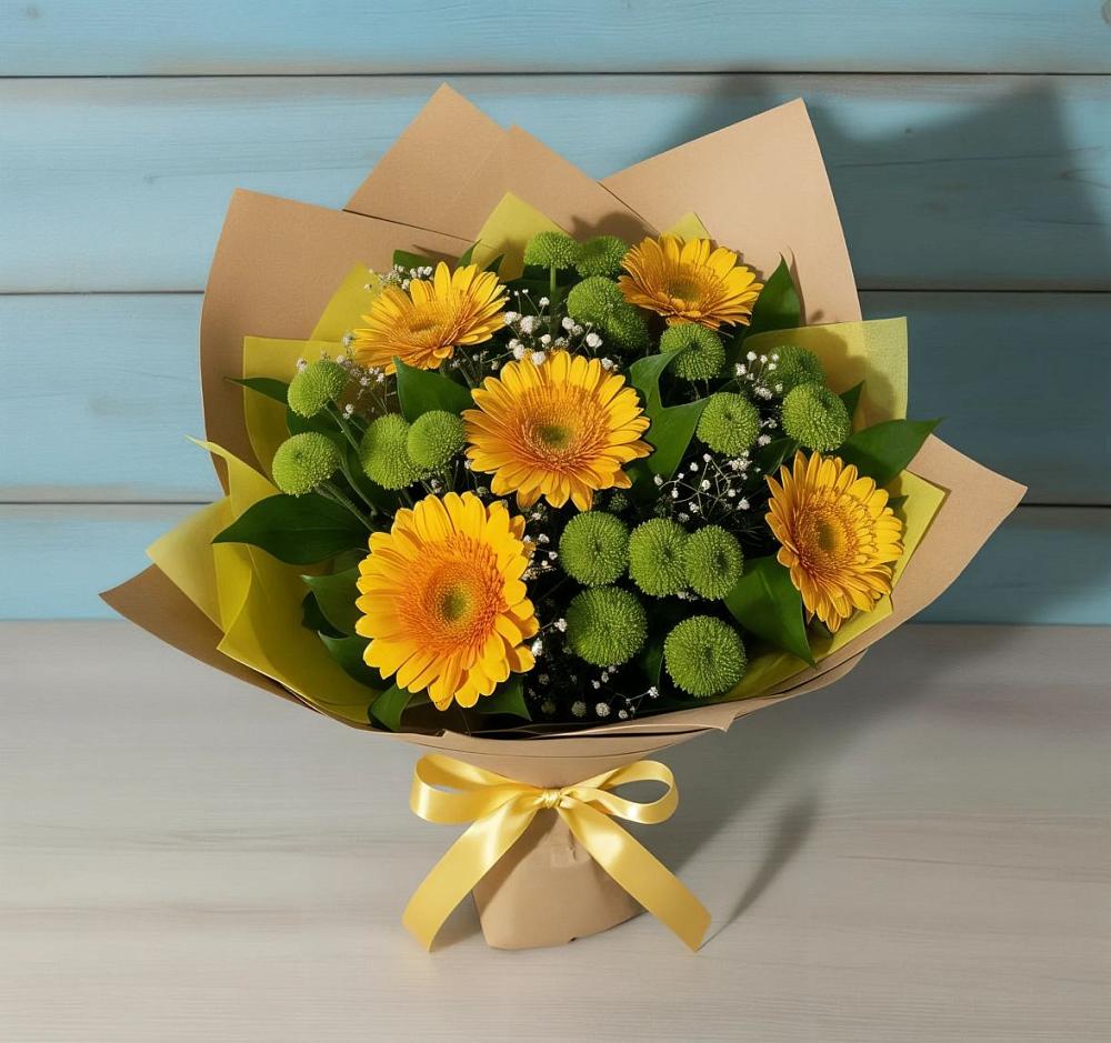 Букет цветов из: Герберы и Хризантемы в Ирбейском