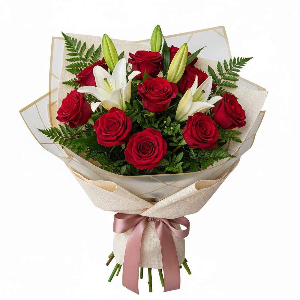 Букет цветов из: Лилии и Розы в Ирбейском