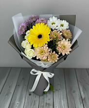 Букет цветов из:  Розы, Герберы и Хризантемы в Ирбейском