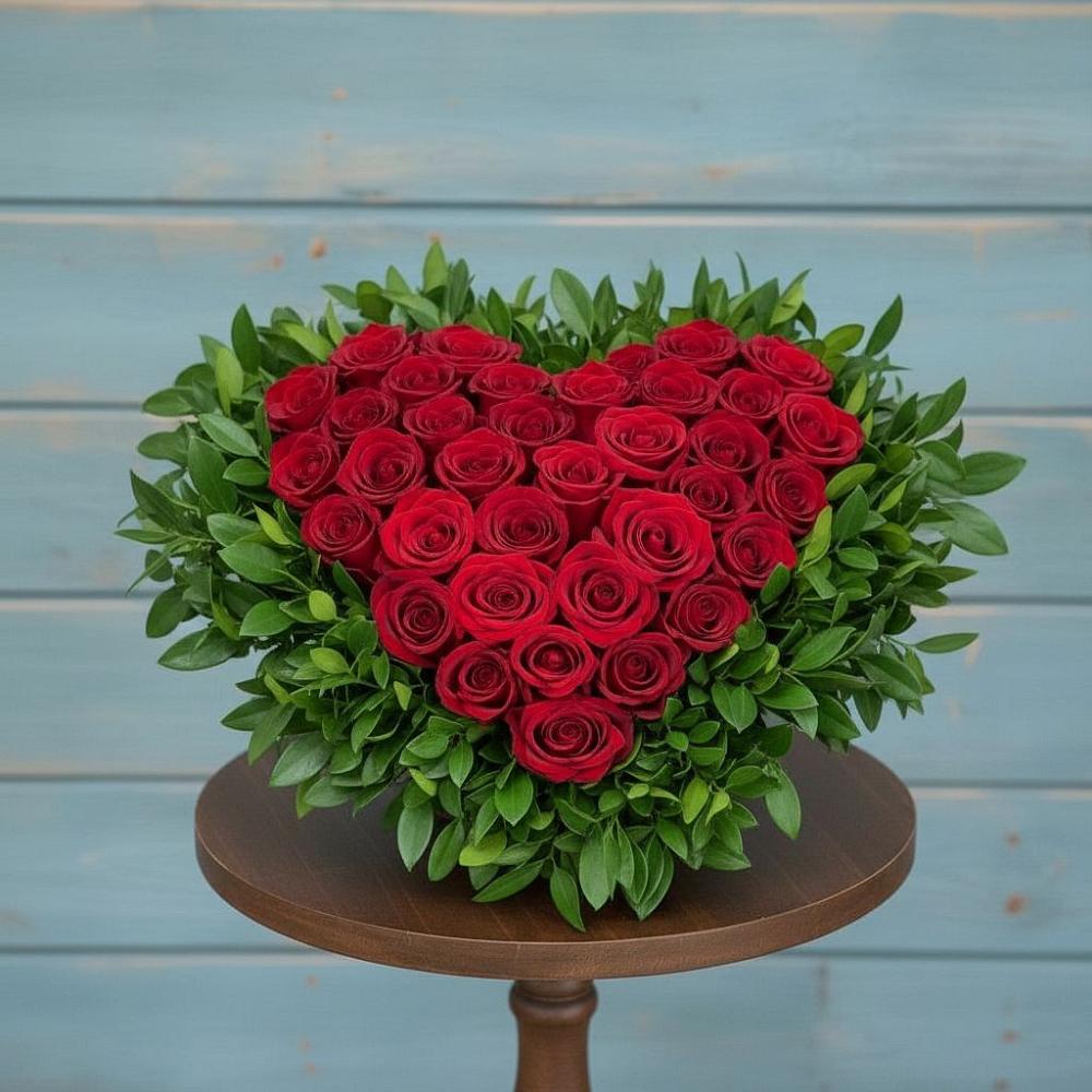 Цветочная композиция из Розы в виде сердца в Ирбейском