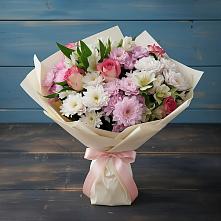 Букет цветов из:  Хризантемы, Альстромерии и Розы в Ирбейском