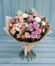 Букет цветов из:  Хризантемы, Розы и Альстромерии в Ирбейском