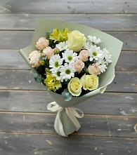 Букет цветов из:  Альстромерии, Розы и Хризантемы в Ирбейском