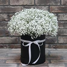 Цветочная композиция из Гипсофила в шляпной коробке в Ирбейском