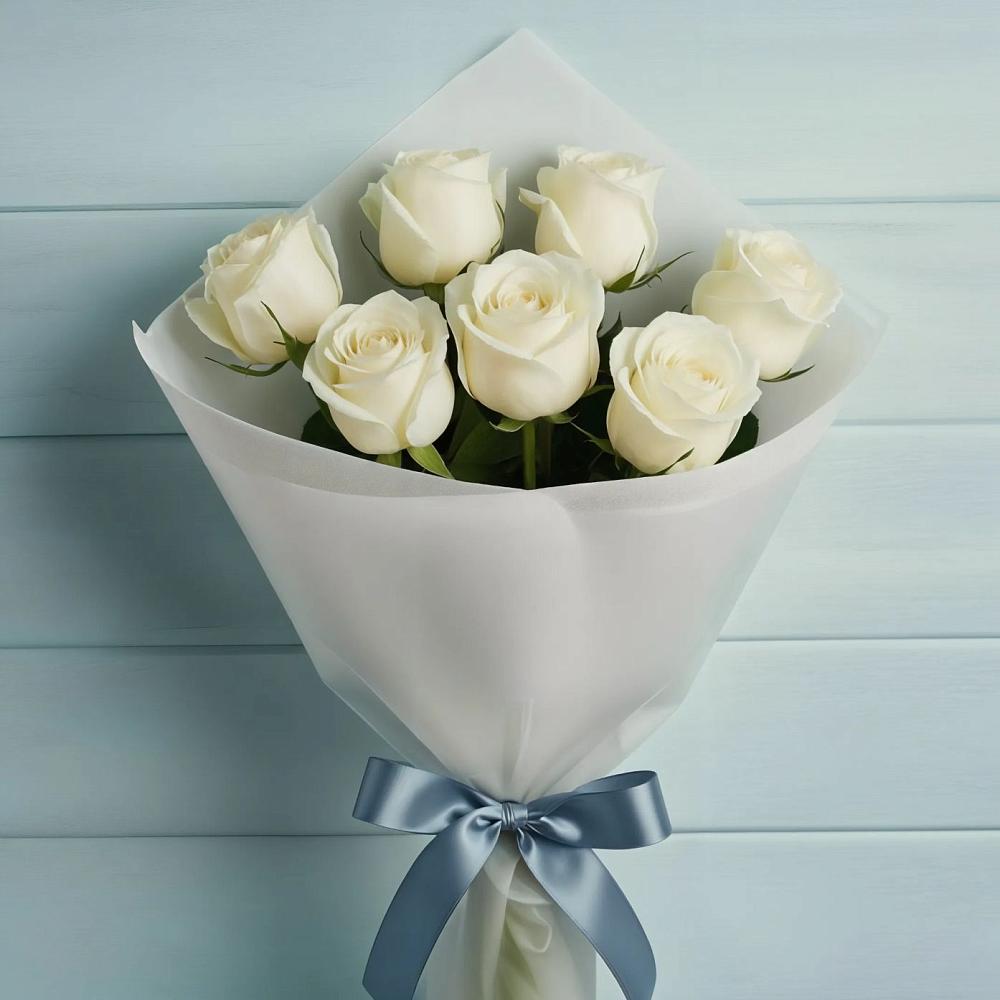 Букет 7 Белых роз Эдлесс Лав в Ирбейском